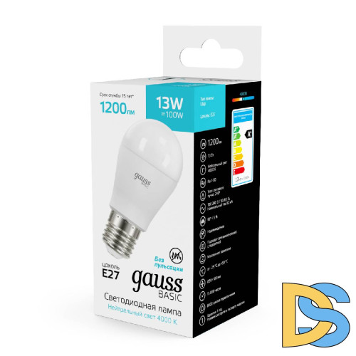 Лампа светодиодная Gauss Basic E27 13W 4000K 10502232