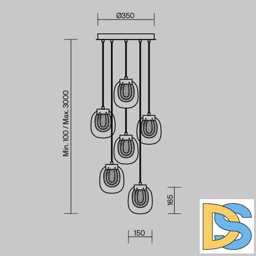 Каскадная люстра Maytoni Biology MOD367PL-L18BBSK