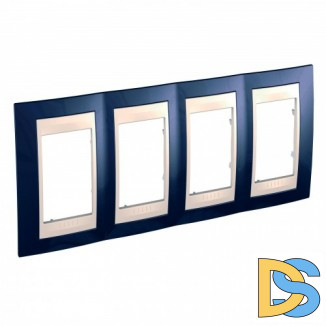 Рамка 4-ая (четверная), Индиго/Бежевый, серия Unica, Schneider Electric