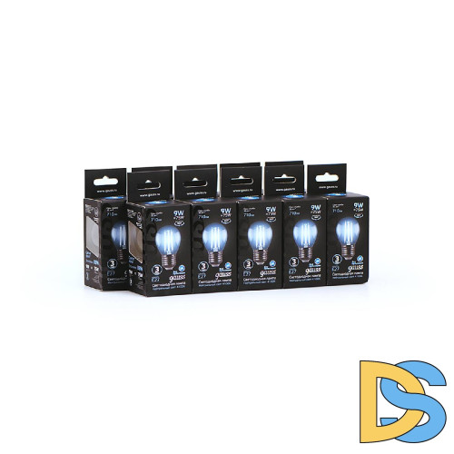 Лампа светодиодная филаментная Gauss E27 9W 4100К прозрачная 105802209