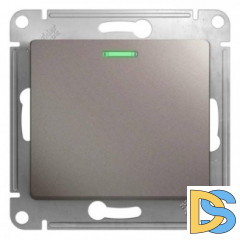 Выключатель 1-клавишный, с подсветкой, Платина, серия Glossa, Schneider Electric