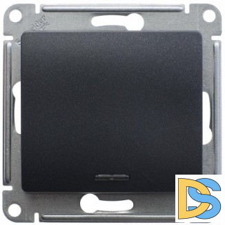 Выключатель 1-клавишный ,проходной с подсветкой (с двух мест), Антрацит, серия Glossa, Schneider Electric