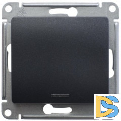 Выключатель 1-клавишный ,проходной с подсветкой (с двух мест), Антрацит, серия Glossa, Schneider Electric