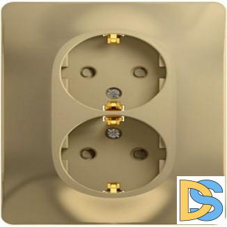 Розетка 2-ая электрическая с заземлением с защитными шторками, Титан, серия Glossa, Schneider Electric