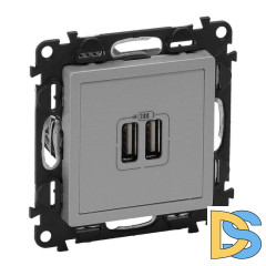 Розетка USB двойная Legrand Valena Life 240V/5V 1500mA алюминий 753612