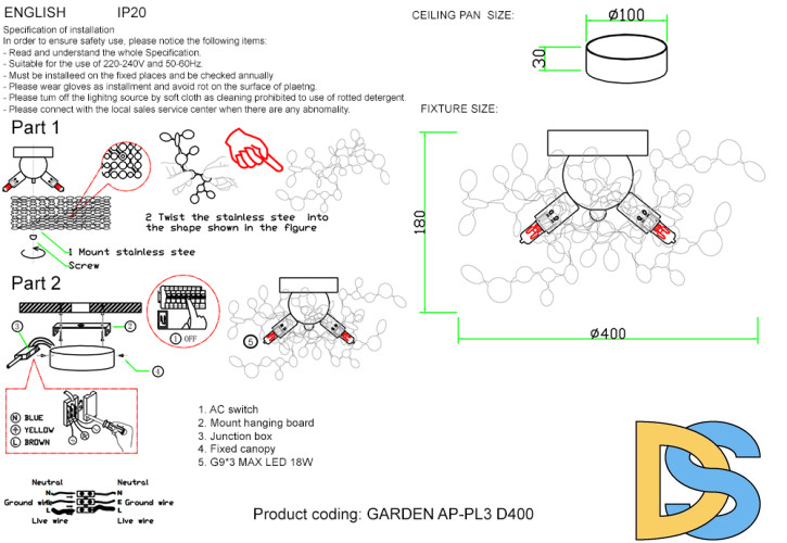 Настенный светильник Crystal Lux GARDEN AP-PL3 D400 CHROME