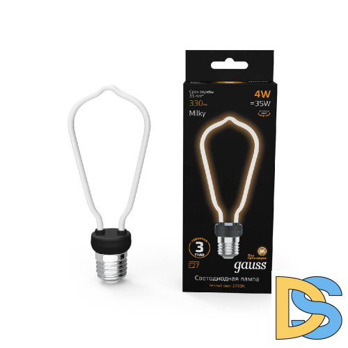 Лампа светодиодная филаментная Gauss E27 4W 2700K матовая 1005802104