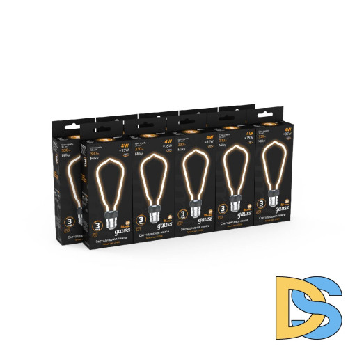 Лампа светодиодная филаментная Gauss E27 4W 2700K матовая 1005802104