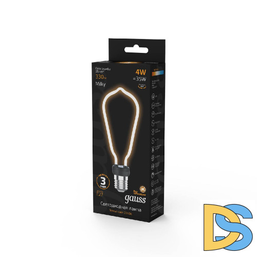 Лампа светодиодная филаментная Gauss E27 4W 2700K матовая 1005802104