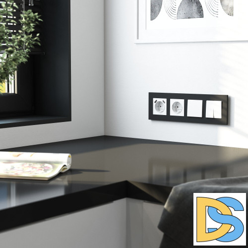 Рамка на 4 поста Werkel Slab (черный матовый) W0042908