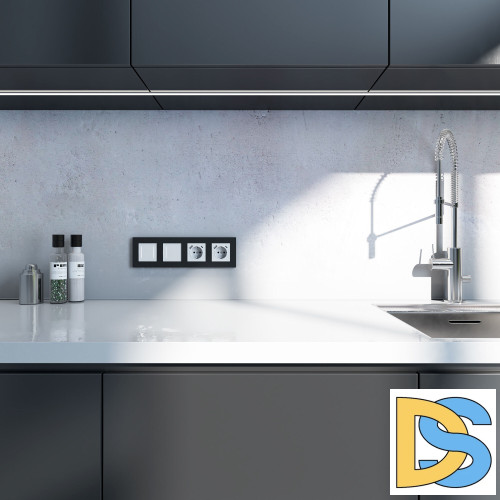 Рамка на 4 поста Werkel Slab (черный матовый) W0042908