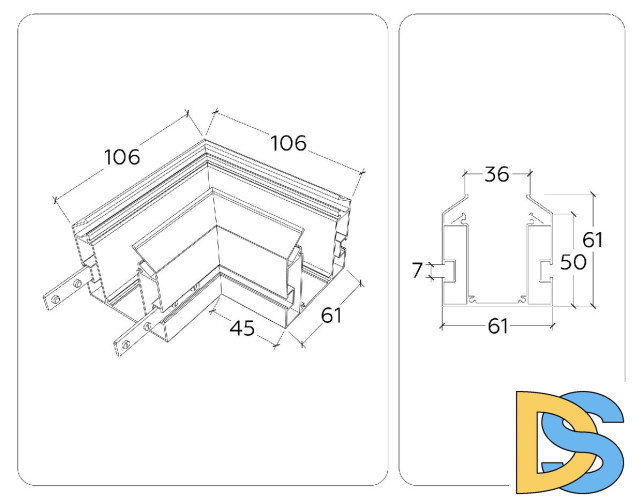 Коннектор угловой Ambrella Light Magnetic 220V GL1043