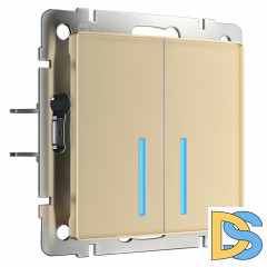 Сенсорный Выключатель двухклавишный Werkel с подсветкой 1000 Вт (шампань) W4520011