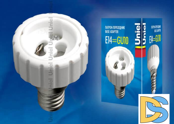 Переходник с цоколя Е14 на GU10 (06470) Uniel LH14-GU10L
