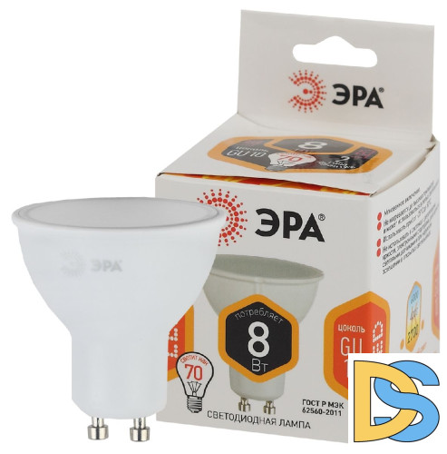 Лампа светодиодная Эра GU10 8W 2700K LED MR16-8W-827-GU10 Б0036728