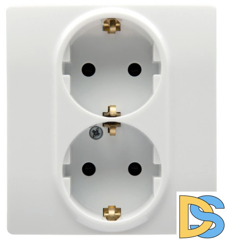 Розетка 2X2К+З Legrand Etika 16A 250V с/з со шторками безвинтовой зажим немецкий стандарт белый 672233