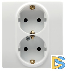 Розетка 2X2К+З Legrand Etika 16A 250V с/з со шторками безвинтовой зажим немецкий стандарт белый 672233