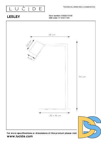 Настольная лампа Lucide Lesley 03525/01/30