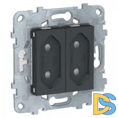 Розетка 2-ая электрическая без заземления с защитными шторками, Антрацит, серия Unica New, Schneider Electric