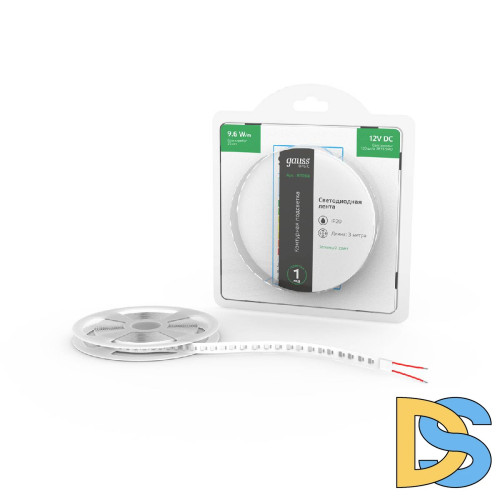 Светодиодная лента Gauss Basic 12В 2835 9,6Вт/м зеленый 3м IP20 BT068