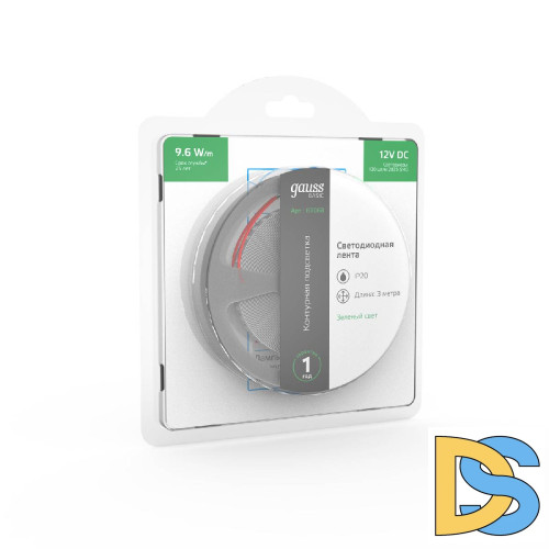 Светодиодная лента Gauss Basic 12В 2835 9,6Вт/м зеленый 3м IP20 BT068