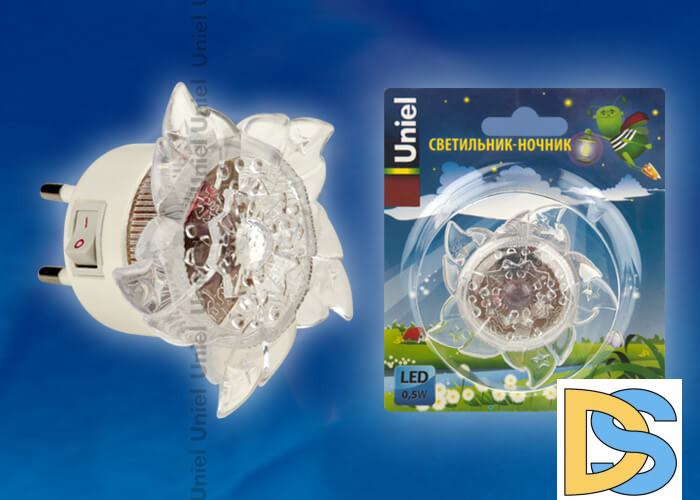 Настенный светодиодный светильник (10320) Uniel Детская серия DTL-308-Цветок/RGB/4LED/0,5W