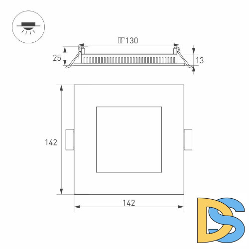 Встраиваемый светодиодный светильник Arlight DL-142x142M-13W Day White 020129