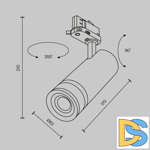 Трековый трехфазный светильник Maytoni Focus Zoom TR198-3-20W4K-Z-B