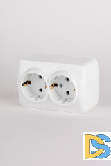 Розетка двухместная с заземлением ELBI Alsu 504-010200-907