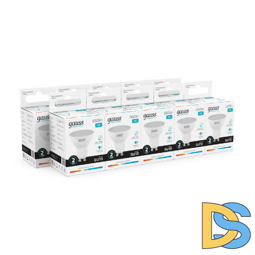 Лампа светодиодная Gauss GU10 9W 4100K матовая 13629