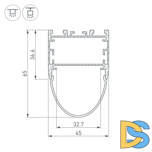 Алюминиевый профиль Arlight ARH-Line-B-3652-2000 Anod 036347