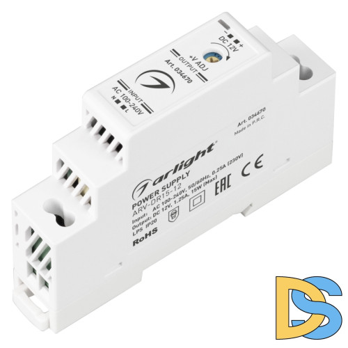 Блок питания Arlight ARV-DR15-12 (12V, 1.25A, 15W) 034670