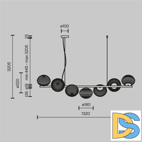 Подвесная люстра Maytoni Reels MOD268PL-07G