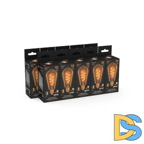 Лампа светодиодная филаментная Gauss E27 6W 2400K золотая 157802006