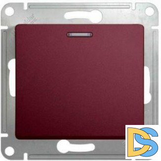 Выключатель 1-клавишный ,проходной с подсветкой (с двух мест), Баклажановый, серия Glossa, Schneider Electric