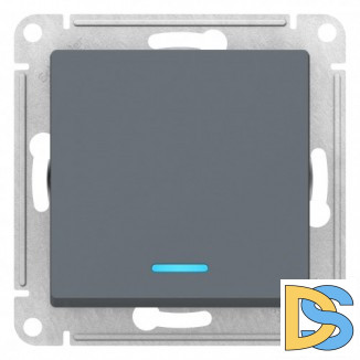 Выключатель 1-клавишный ,проходной с индикацией (с двух мест), Грифель, серия Atlas Design, Schneider Electric