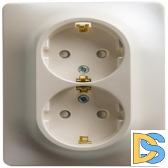 Розетка 2-ая электрическая с заземлением с защитными шторками, Перламутр, серия Glossa, Schneider Electric