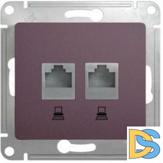 Розетка компьютерная 2-ая кат.5е, RJ-45 (интернет), Сиреневый туман, серия Glossa, Schneider Electric
