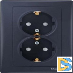 Розетка 2-ая электрическая с заземлением, Графит, серия Sedna, Schneider Electric