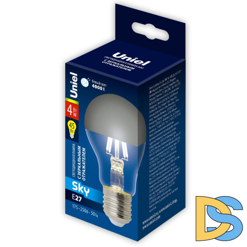Лампа светодиодная Uniel Sky LED-A60-4W/4000K/E27/CL MIRROR/CHROME PLS02WH UL-00011796