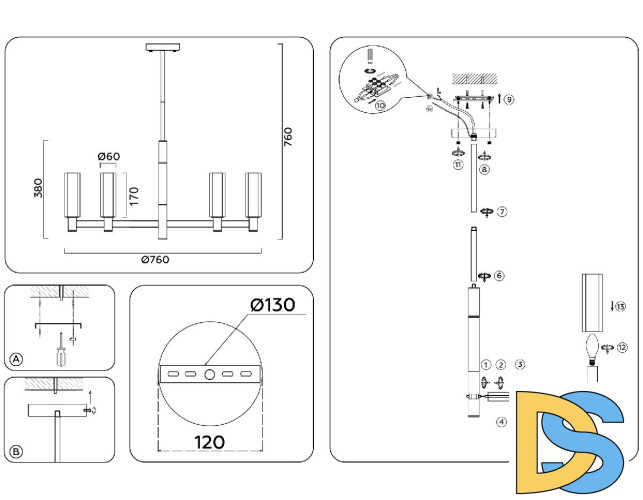 Люстра на штанге Ambrella Light High Light Heigh Light LH55503