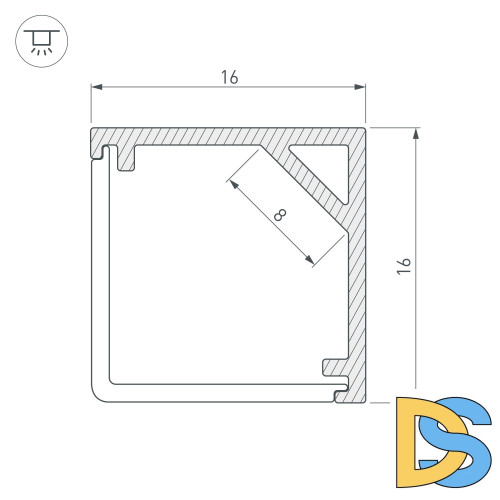 Алюминиевый профиль Arlight SL-KANT-H16-2000 WHITE 037117