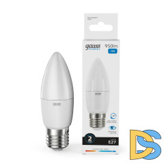 Лампа светодиодная Gauss E27 12W 6500K свеча матовая 30232