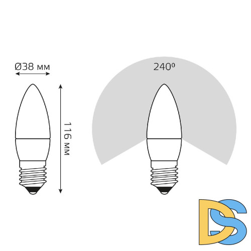 Лампа светодиодная Gauss E27 12W 6500K свеча матовая 30232