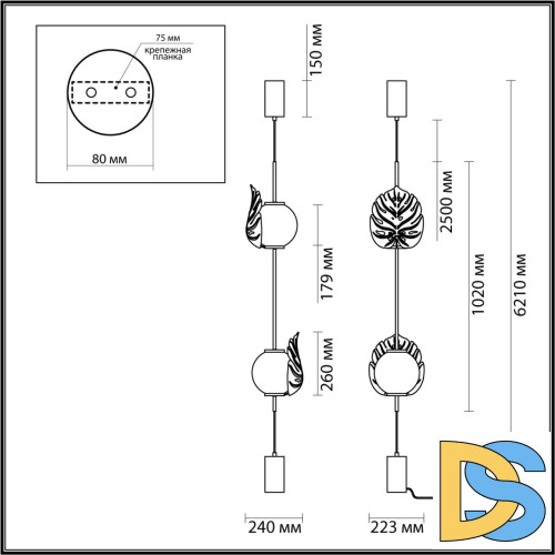 Торшер Odeon Light Jungle 4865/2FC
