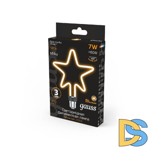 Лампа светодиодная филаментная Gauss E27 7W 2700K матовая 1006802104