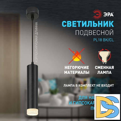 Подвесной светильник Эра PL18 BK/CL Б0058483