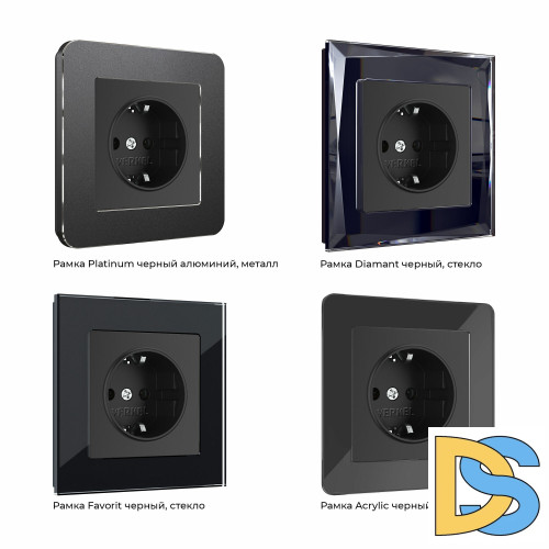 Розетка с заземлением, безвинтовой зажим Werkel (черный матовый) W1171308