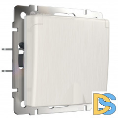 Розетка влагозащ. с зазем. с защит. крышкой и шторками (перламутровый рифленый) W1171213