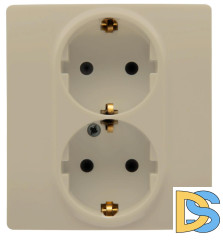 Розетка 2X2К+З Legrand Etika 16A 250V с/з со шторками безвинтовой зажим немецкий стандарт слоновая кость 672333